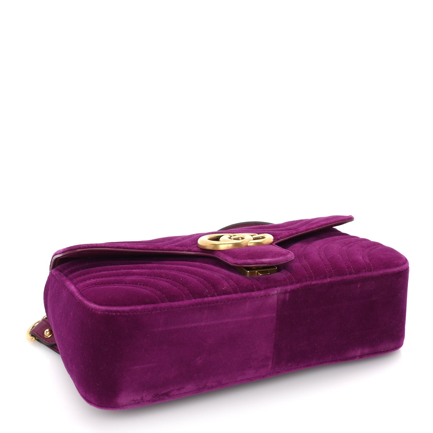 Gucci Velvet Matelasse Small GG Marmont Shoulder Bag Fuchsia Violet Cyclamen 3 of 8