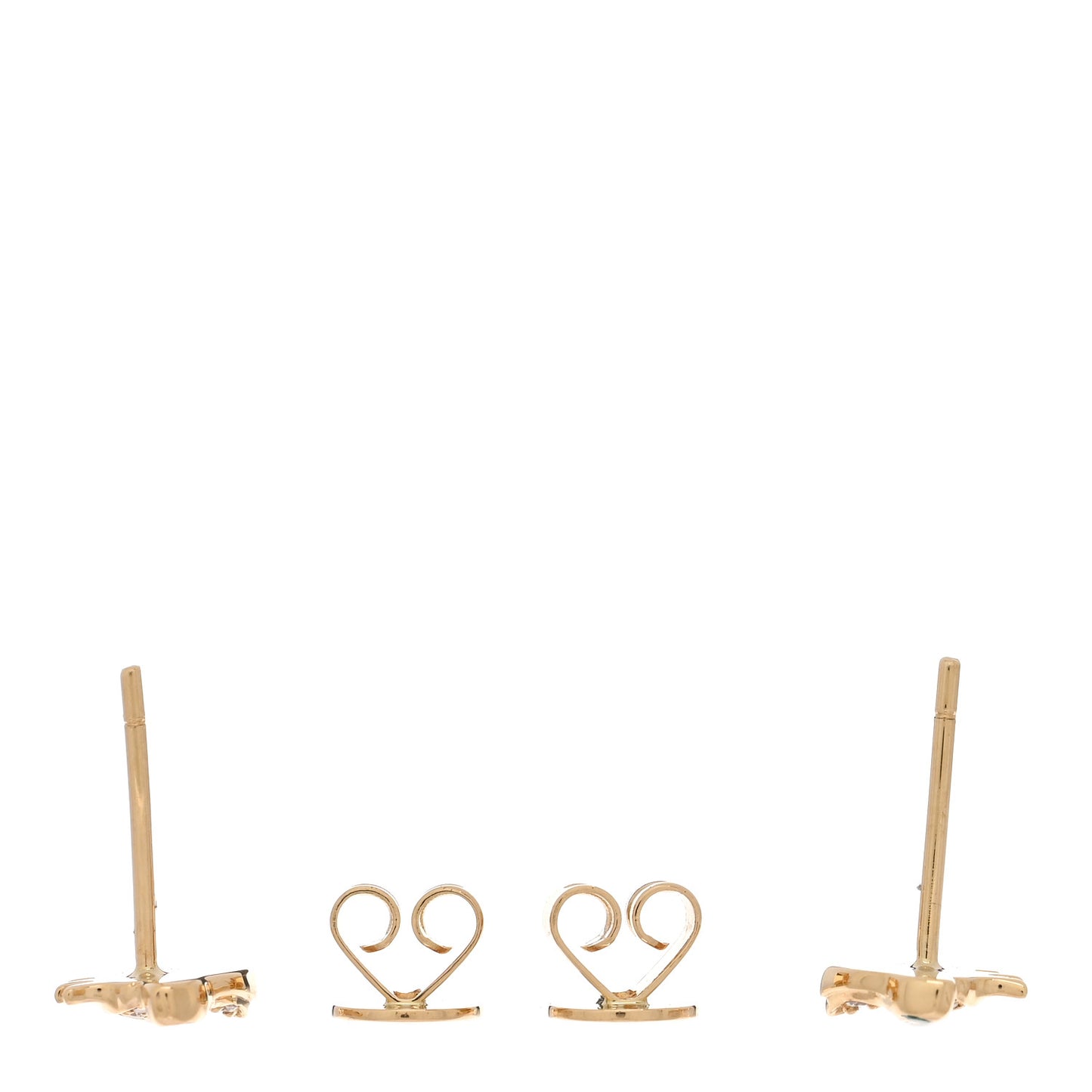 18K Yellow Gold Diamond Emerald Bunny Stud Earrings