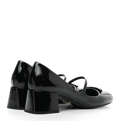 Prada Patent Logo Mary Jane 45mm Pumps 38 Black 4 of 7