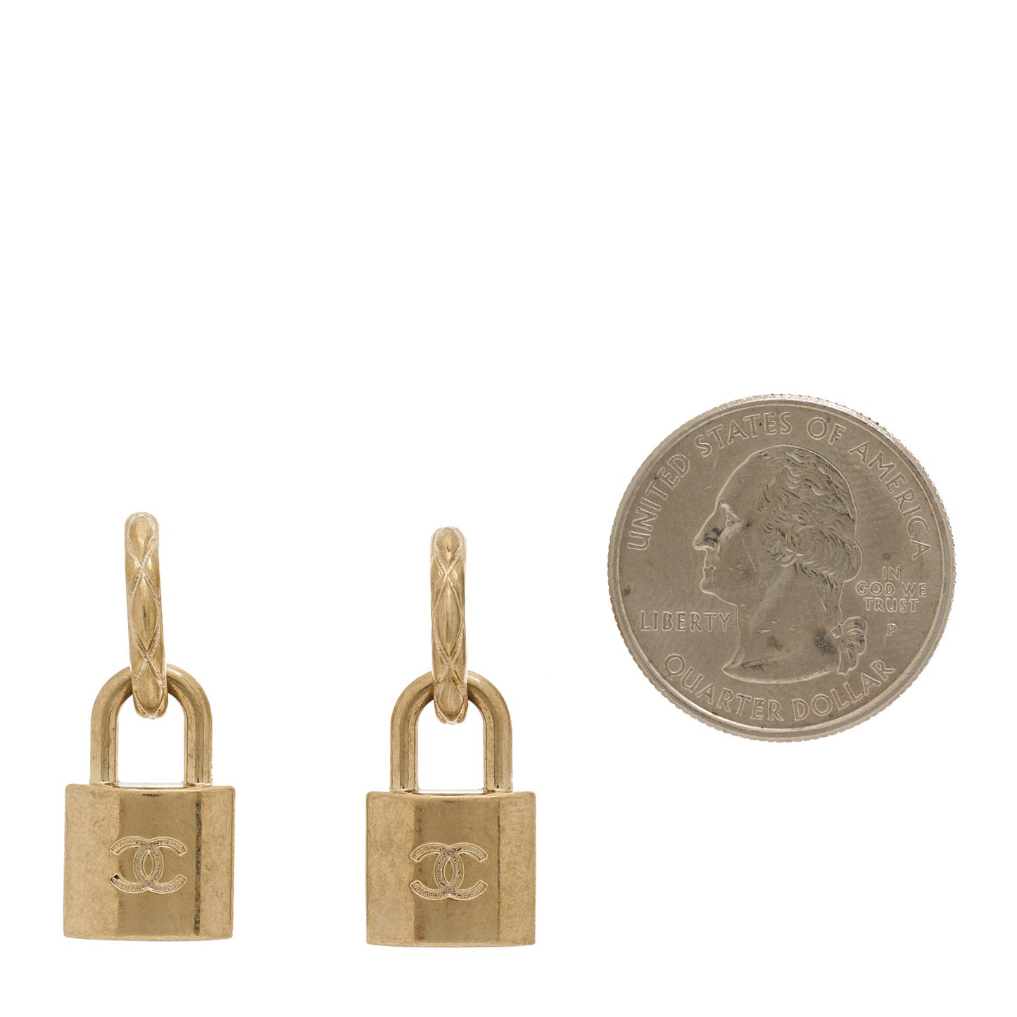 Metal Lock Drop Earrings Light Gold