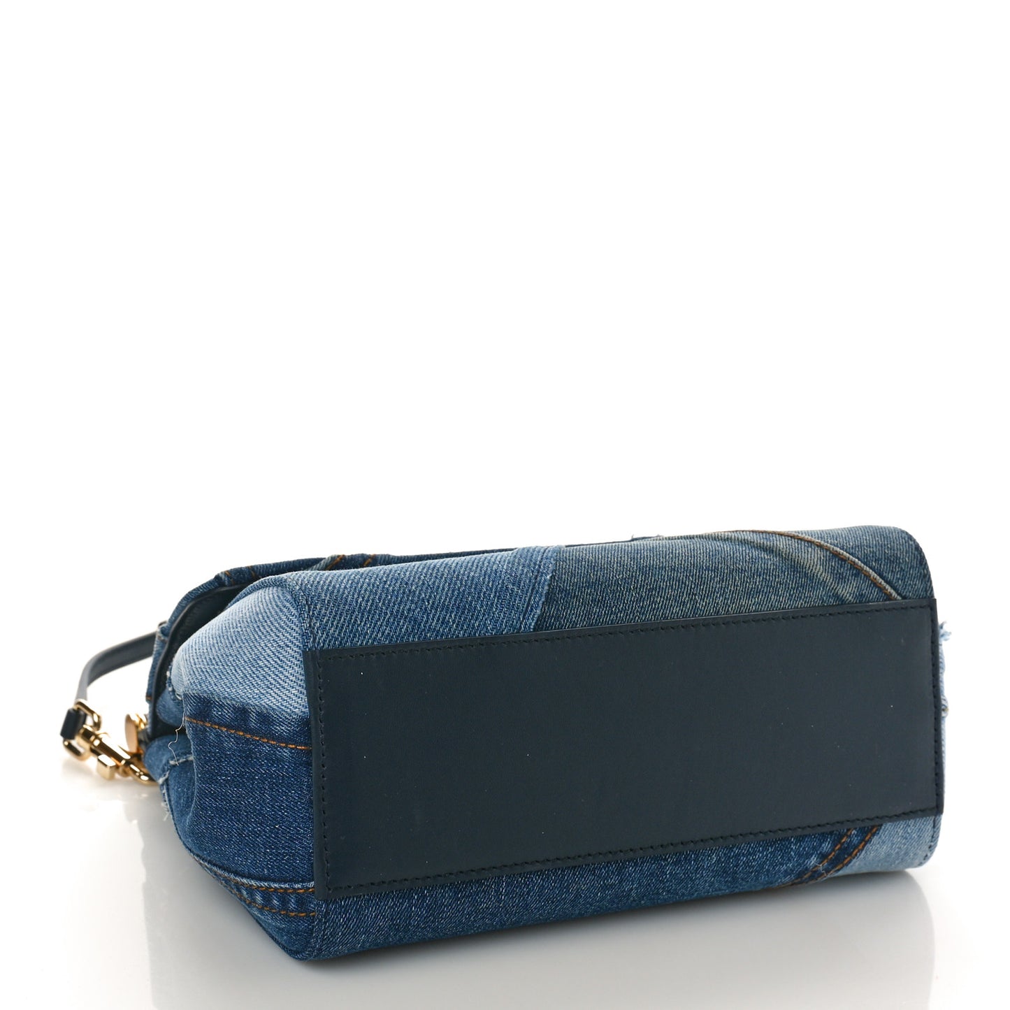 Calfskin Denim Patchwork Mini Miss Sicily Satchel Blue