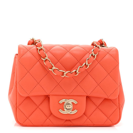 Chanel Lambskin Quilted Mini Square Flap Orange 1 of 10