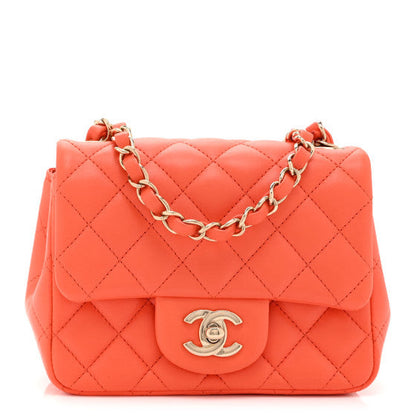 Chanel Lambskin Quilted Mini Square Flap Orange 1 of 10