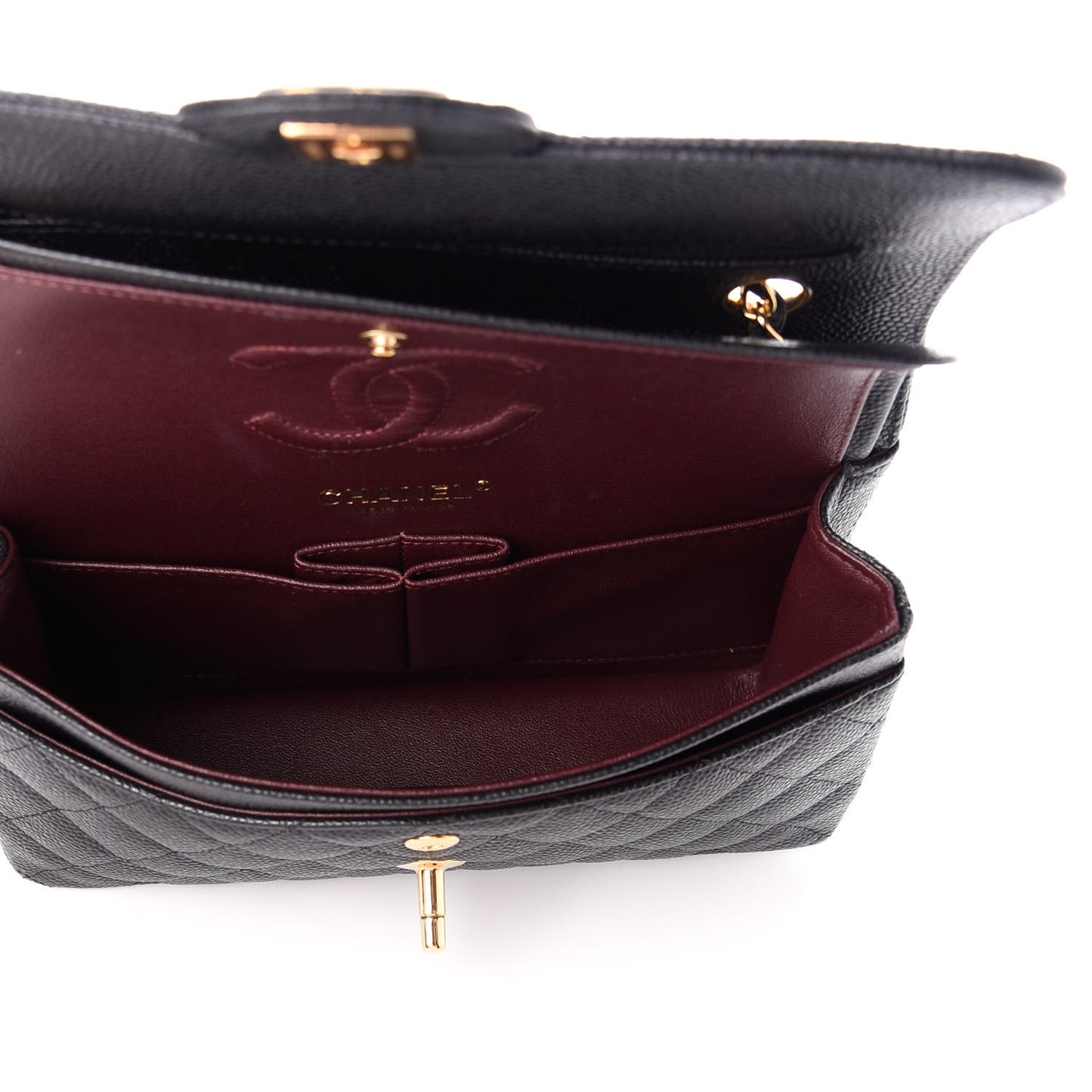 Caviar Quilted Small Double Flap Black