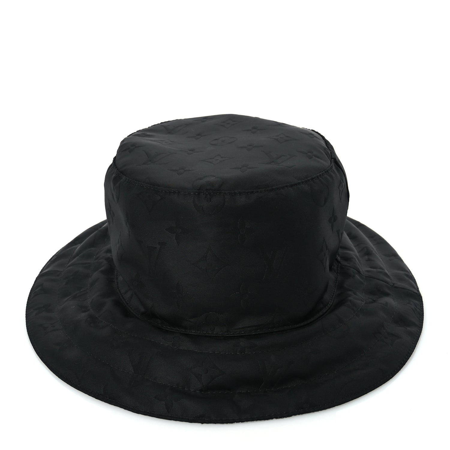 Louis Vuitton Nylon Monogram Reversible Rain Bucket Hat L Black 3 of 8