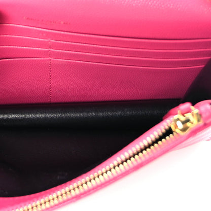 Saint Laurent Grain De Poudre Matelasse Chevron Monogram Envelope Chain Wallet Fresh Fuchsia 5 of 8