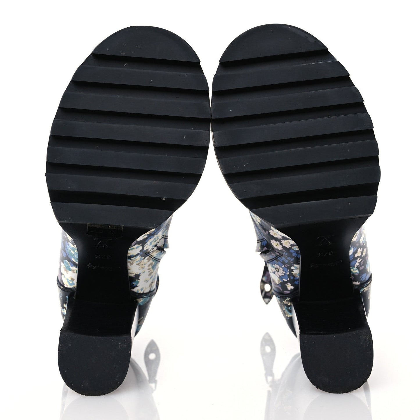 Calfskin Floral Star Trail Ankle Boots Black