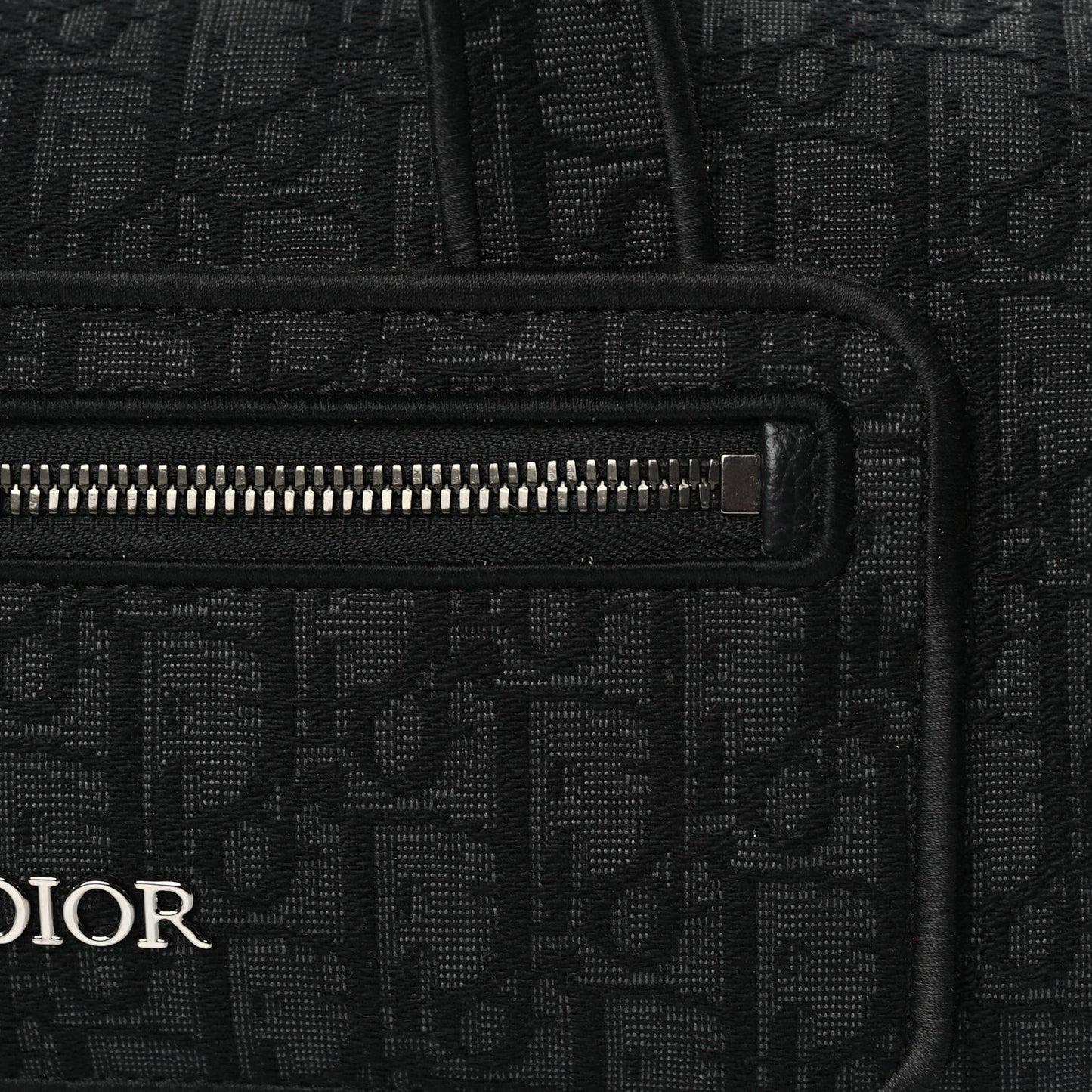 Oblique Jacquard Zipped Messenger Bag Black