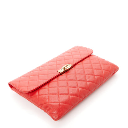 Chanel Caviar Quilted Medium Golden Class Pouch Red 4 of 8