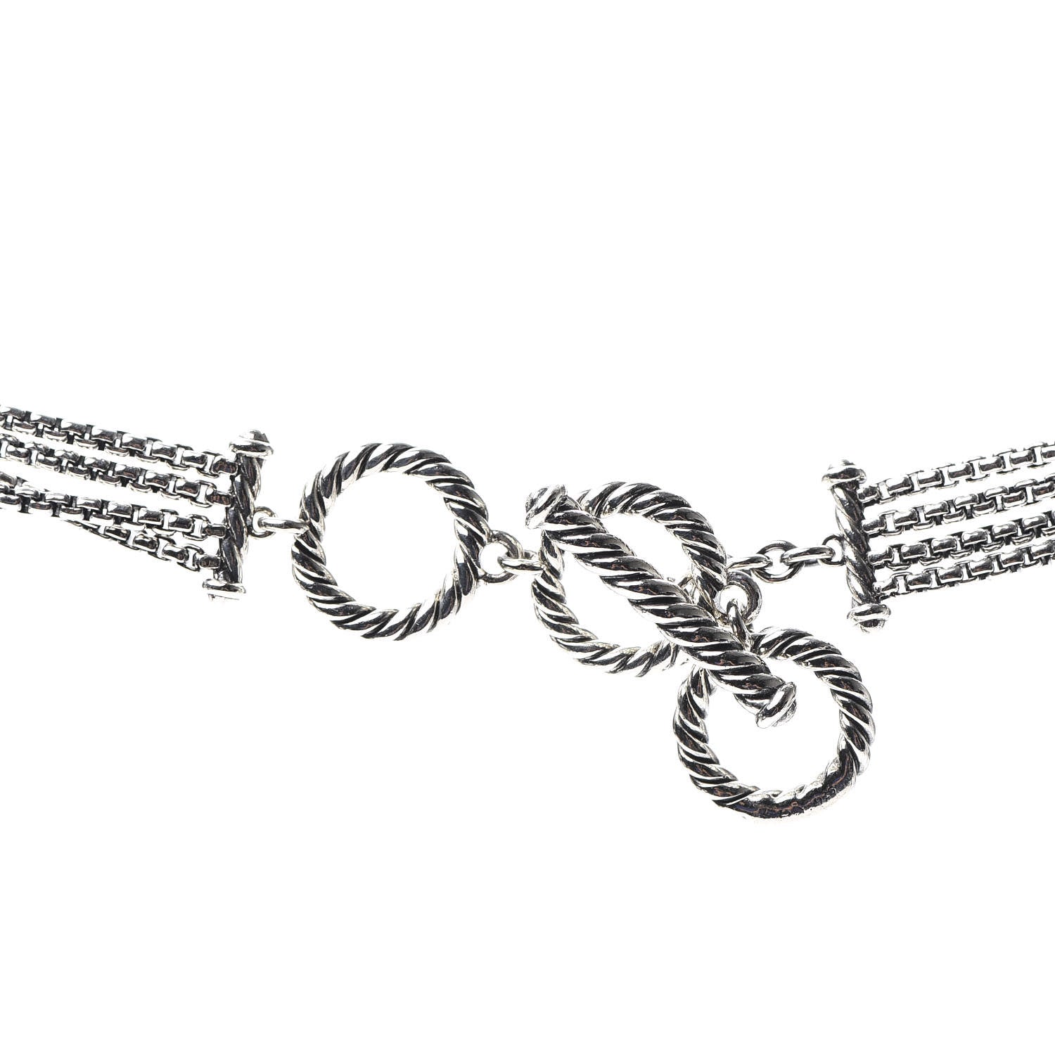 David Yurman Sterling Silver Diamond Multi Strand Starburst Station Necklace 5 of 6