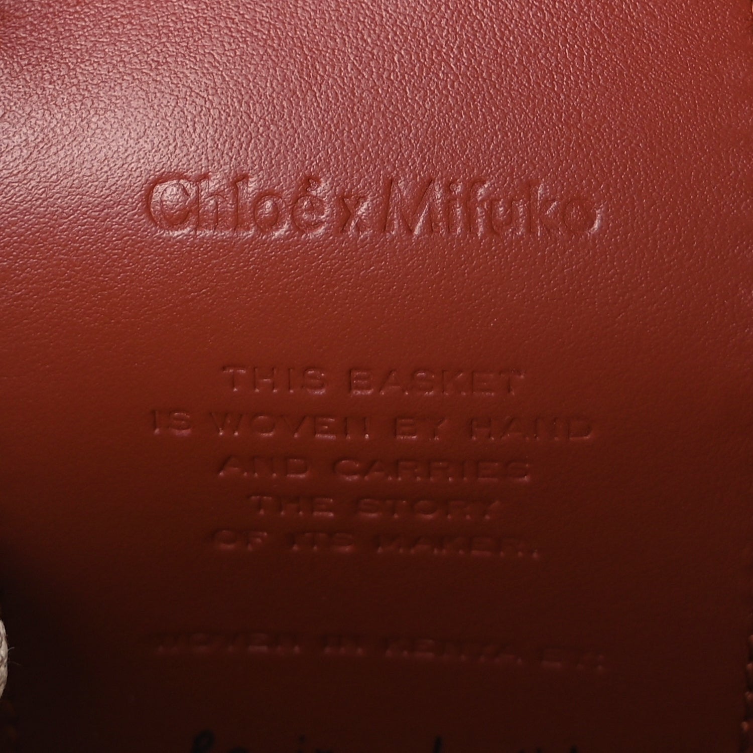 Chloe X MIFUKO Paper Raffia Calfskin Small Horse Medal Bucket Bag Sepia Brown 8 of 14