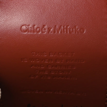 Chloe X MIFUKO Paper Raffia Calfskin Small Horse Medal Bucket Bag Sepia Brown 8 of 14