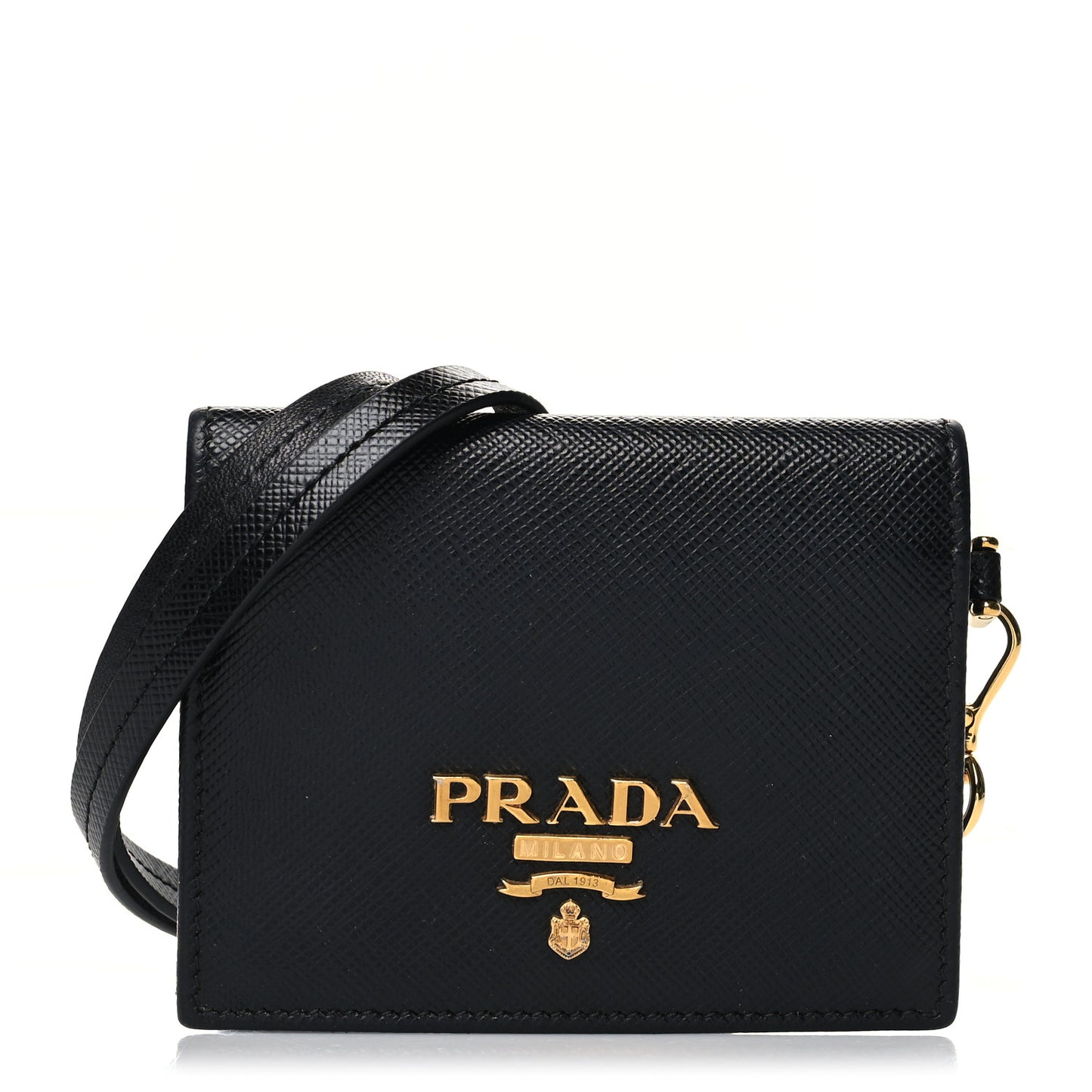 Saffiano Metal Card Holder Wristlet Black