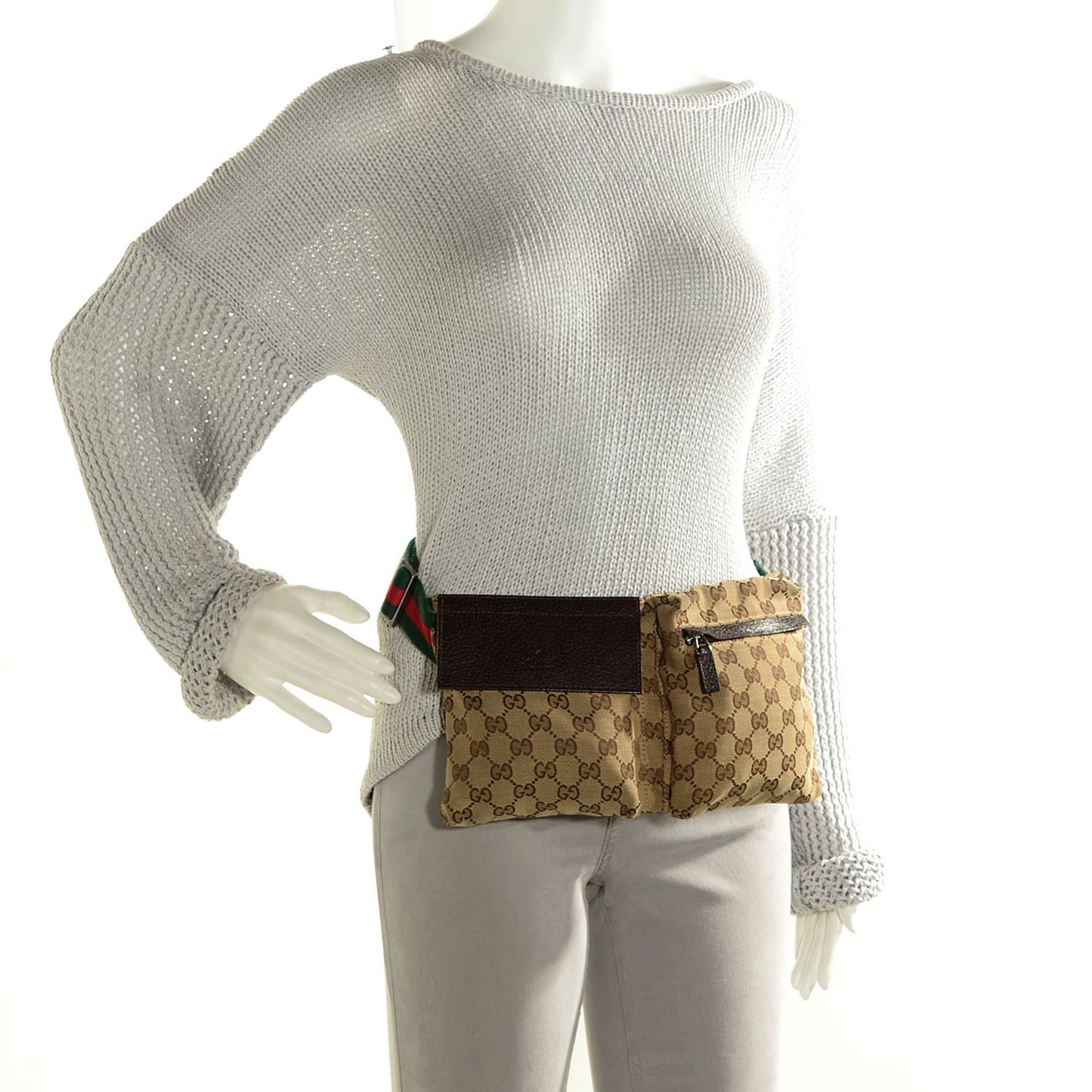 Monogram Web Belt Bag Dark Brown