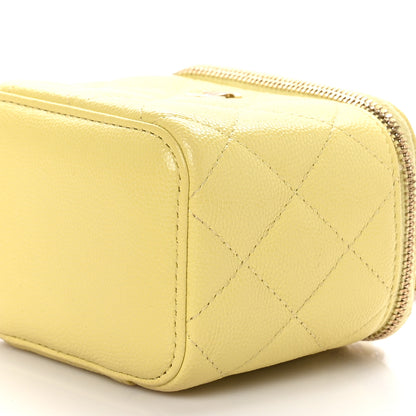 Chanel Caviar Quilted Mini Vanity Case With Chain Yellow 9 of 12