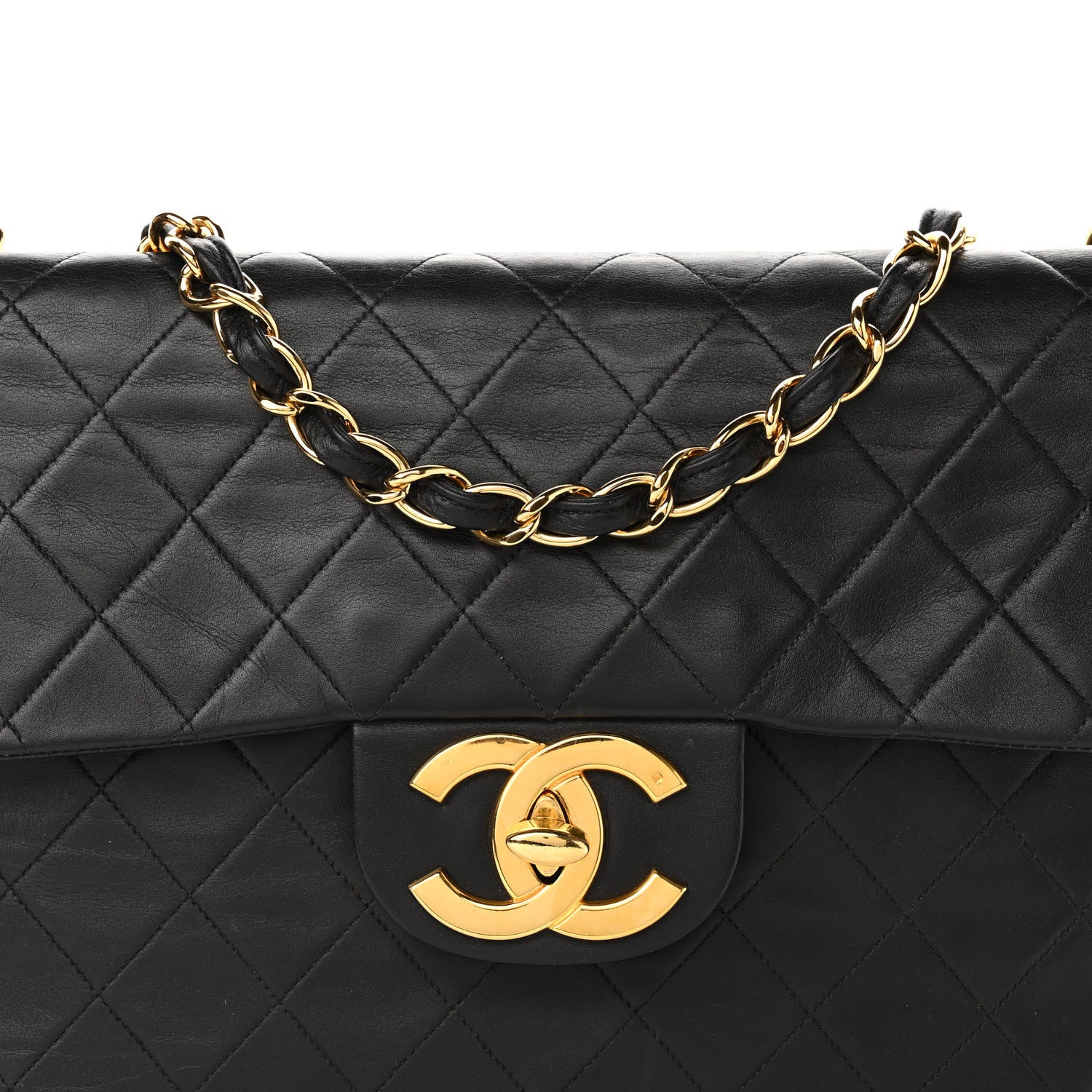 Chanel Lambskin Quilted XL Jumbo Single Flap Black 8 of 10