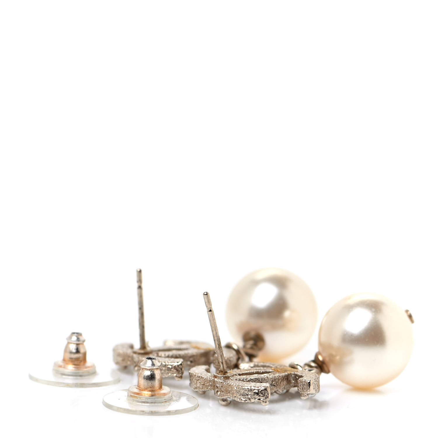 Chanel Crystal Pearl CC Drop Earrings Gold 3 of 4