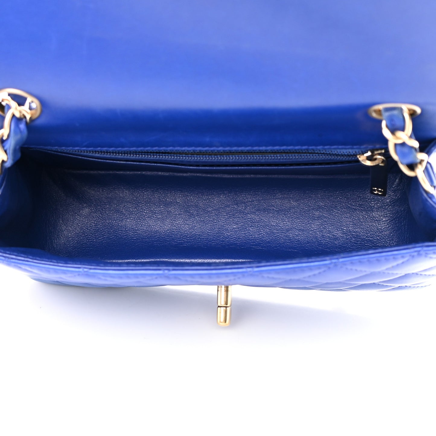 Lambskin Quilted Mini Rectangular Flap Blue