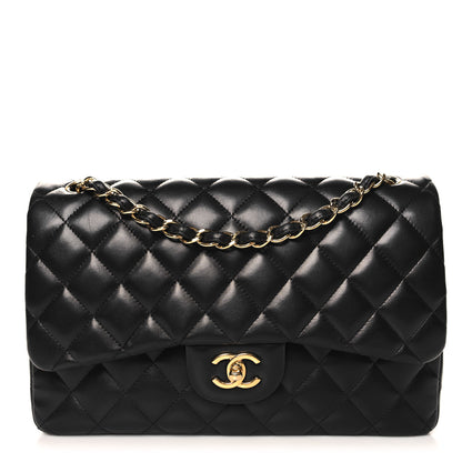 Chanel Lambskin Quilted Jumbo Double Flap Black 1 of 10