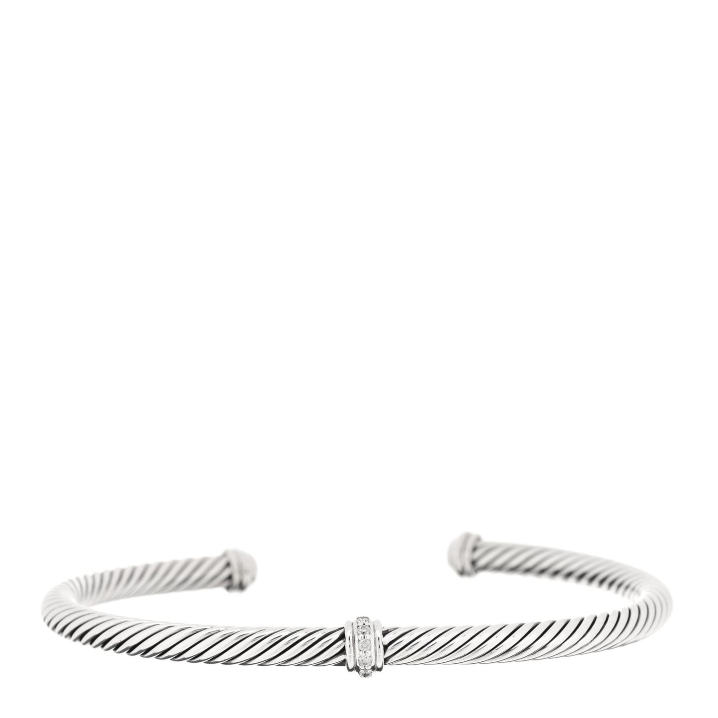 Sterling Silver Diamond 4mm Cable Classics Single Station Bracelet
