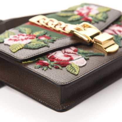 Gucci Calfskin Embroidered Sylvie Belt Bag 85 34 Brown 6 of 11