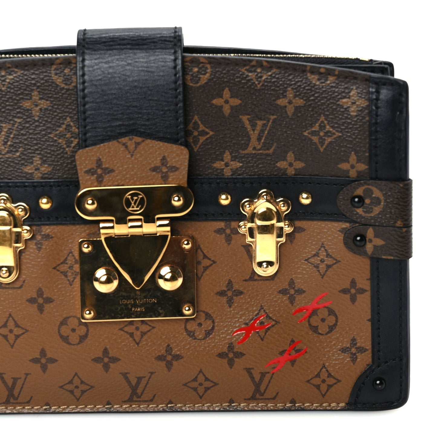 Reverse Monogram Trunk Clutch Black
