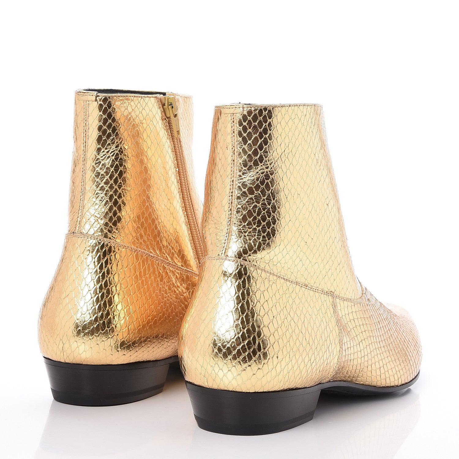 Saint Laurent Mens Metallic Python Calfskin Embossed Devon 30 Western Boot 46 Gold 4 of 10