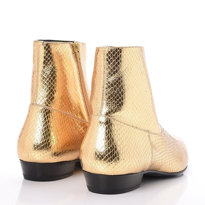 Saint Laurent Mens Metallic Python Calfskin Embossed Devon 30 Western Boot 46 Gold 4 of 10