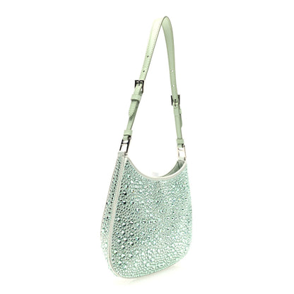 Prada Satin Crystal Cleo Adjustable Strap Shoulder Bag Acqua 3 of 7