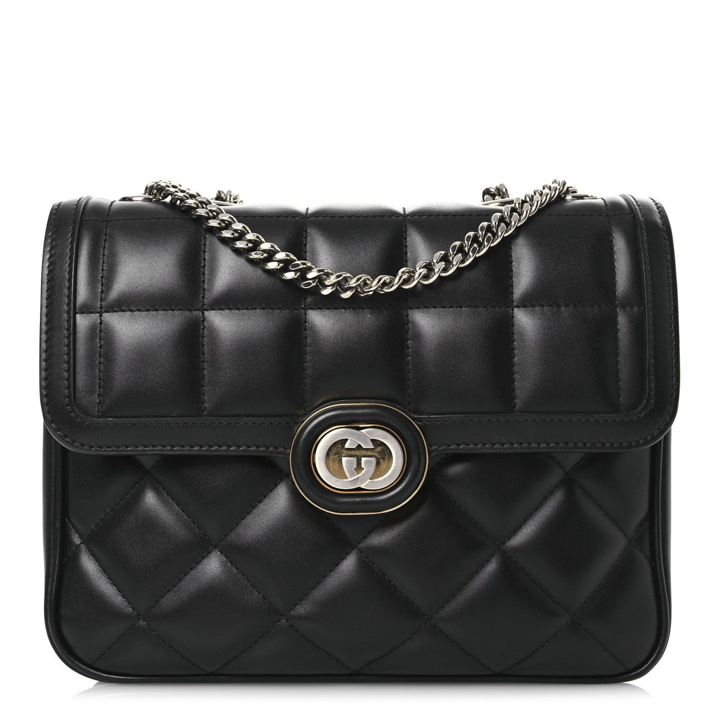 Calfskin Quilted Small Deco Shoulder Bag Black