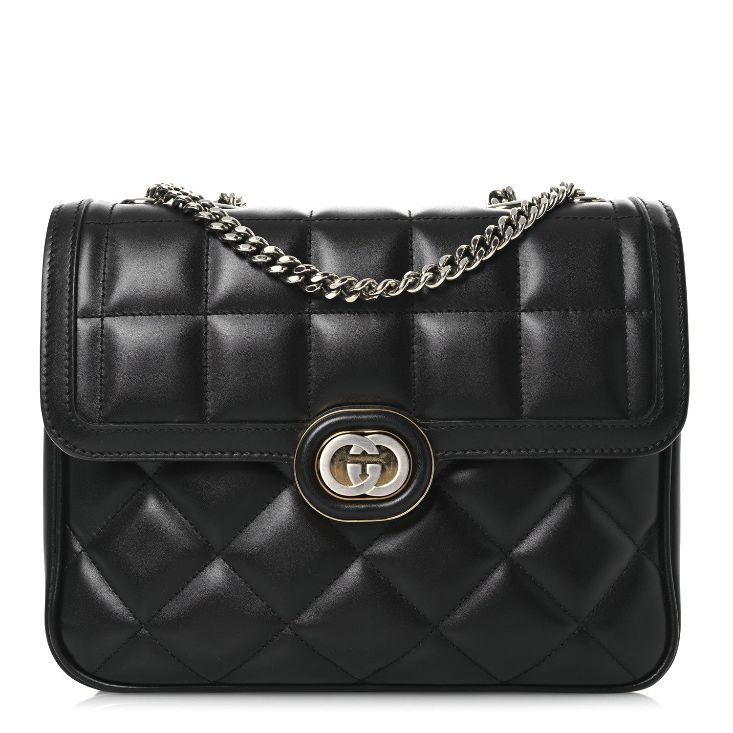 Gucci Calfskin Quilted Small Deco Shoulder Bag Black 1 of 7
