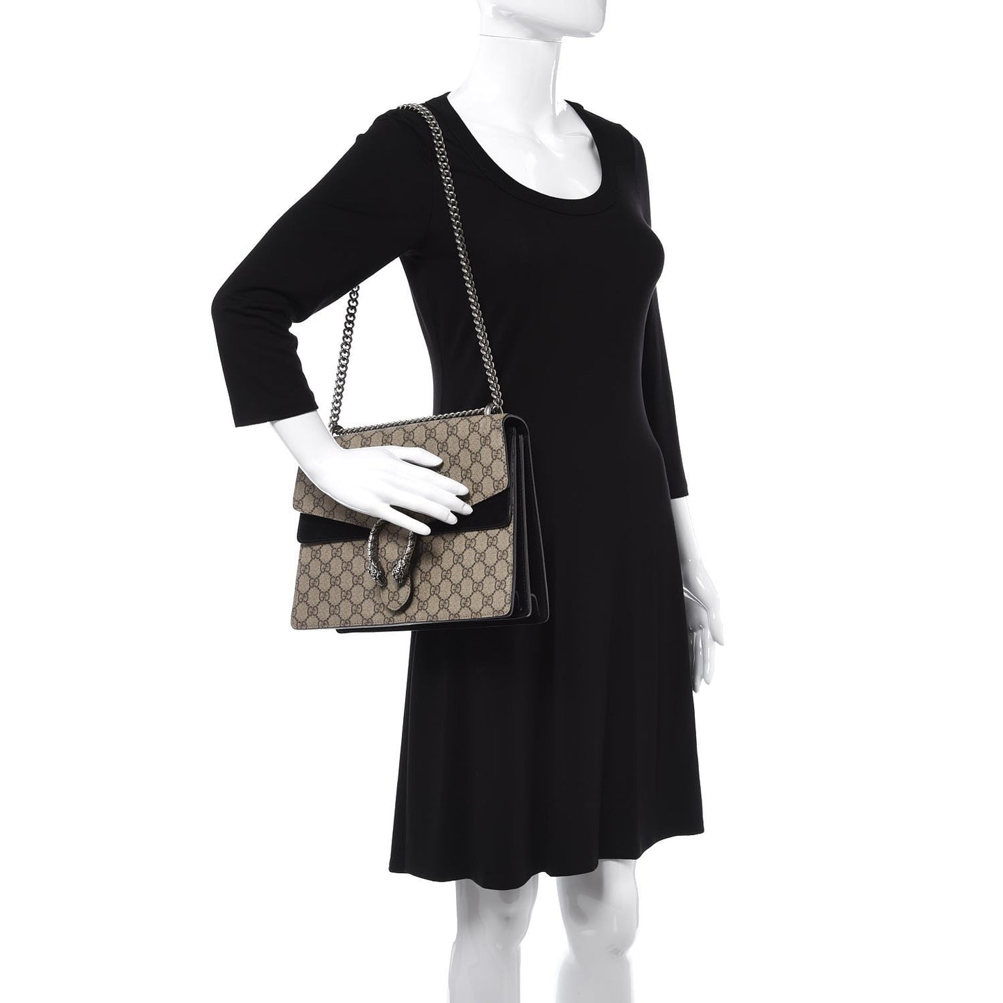 GG Supreme Monogram Medium Dionysus Shoulder Bag Black