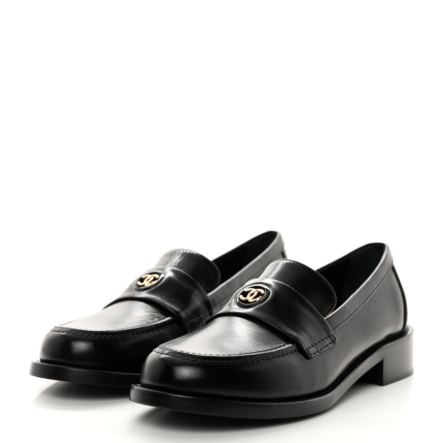 Chanel Calfskin CC Mocassins 38 Black 3 of 9