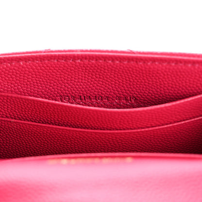 Saint Laurent Grain De Poudre Matelasse Chevron Small Monogram Envelope Wallet Bubblegum 7 of 7