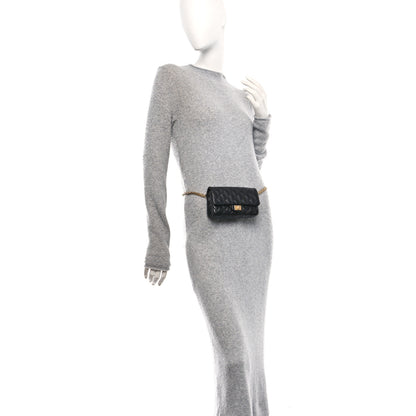 Chanel Aged Calfskin Quilted 2.55 Reissue Flap Belt Bag Clutch Black 2 of 11