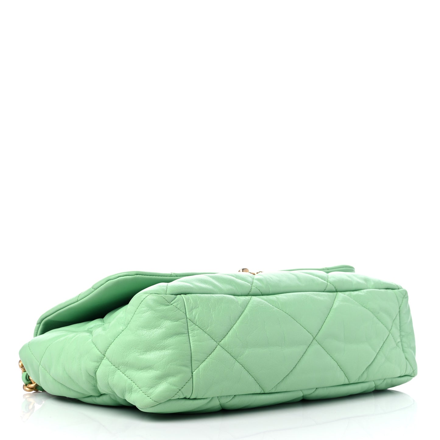 Goatskin Quilted Maxi Chanel 19 Flap Green