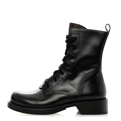 Louis Vuitton Calfskin Monogram Metropolis Flat Ranger Boots 38.5 Black 1 of 9