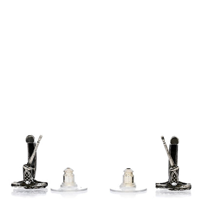 Chanel Metal Crystal CC Hoop Earrings Silver 3 of 4