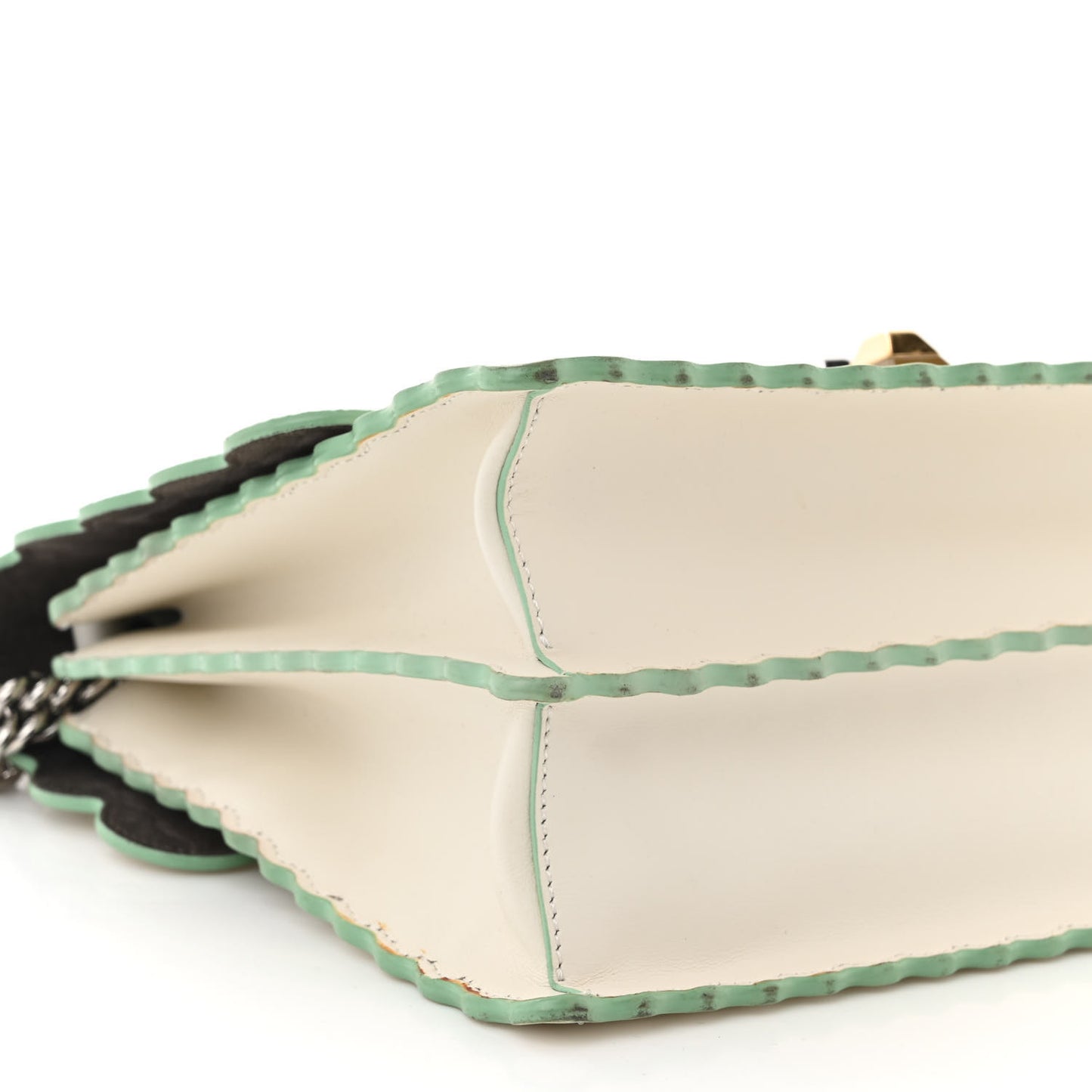 Vitello Liberty Scalloped Studded Kan I Shoulder Bag Bianco