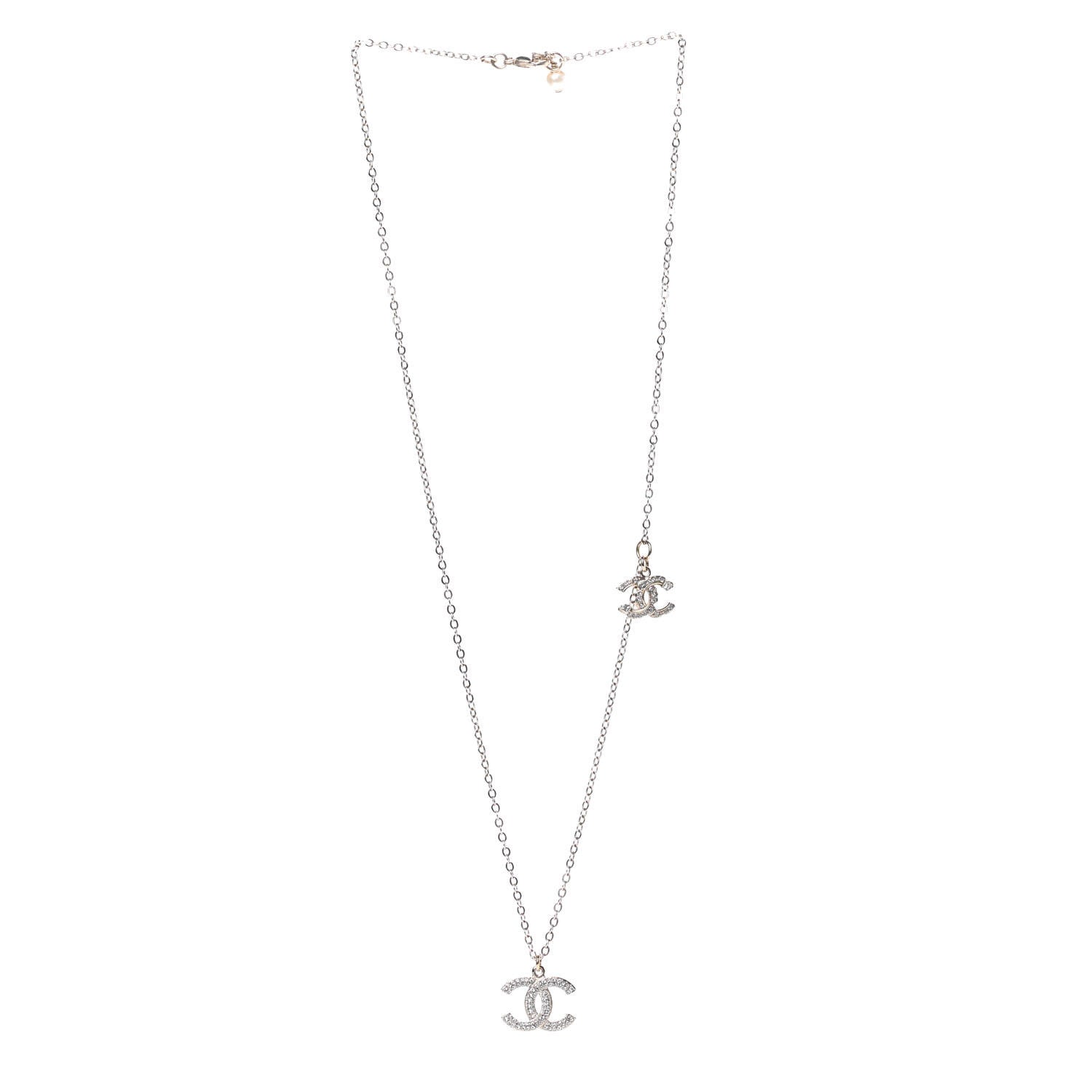 Chanel Crystal CC Necklace Light Gold 3 of 5