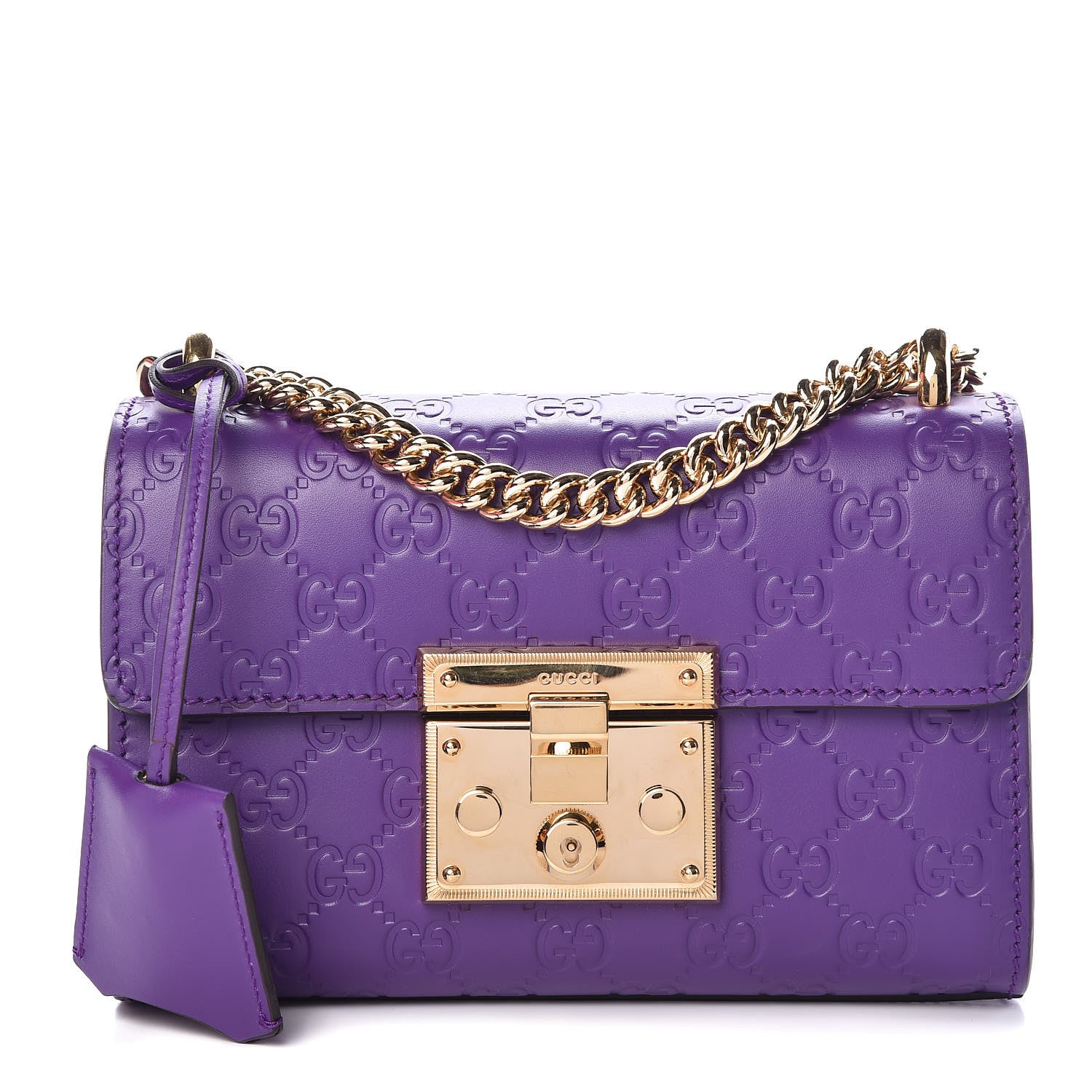 Gucci Guccissima Small Padlock Shoulder Bag Purple 1 of 10
