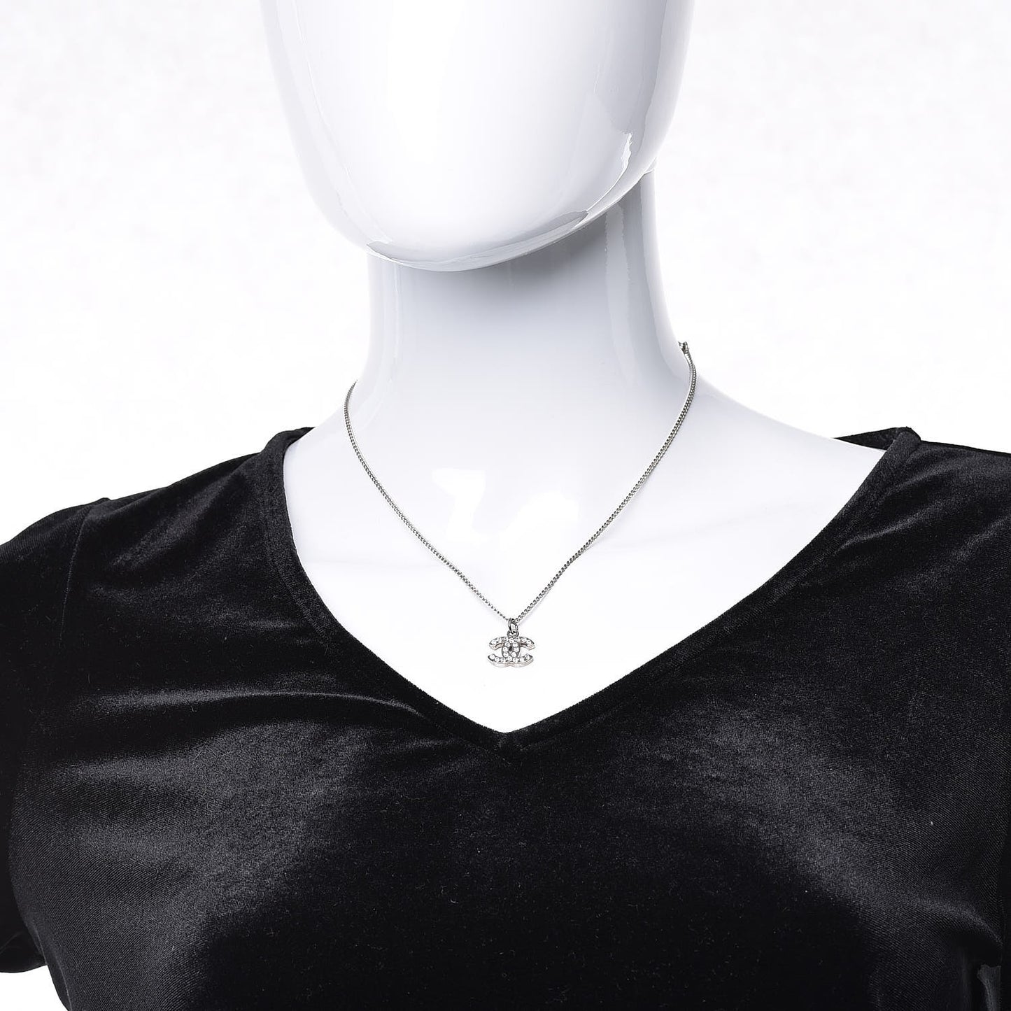 Crystal Timeless CC Necklace Silver