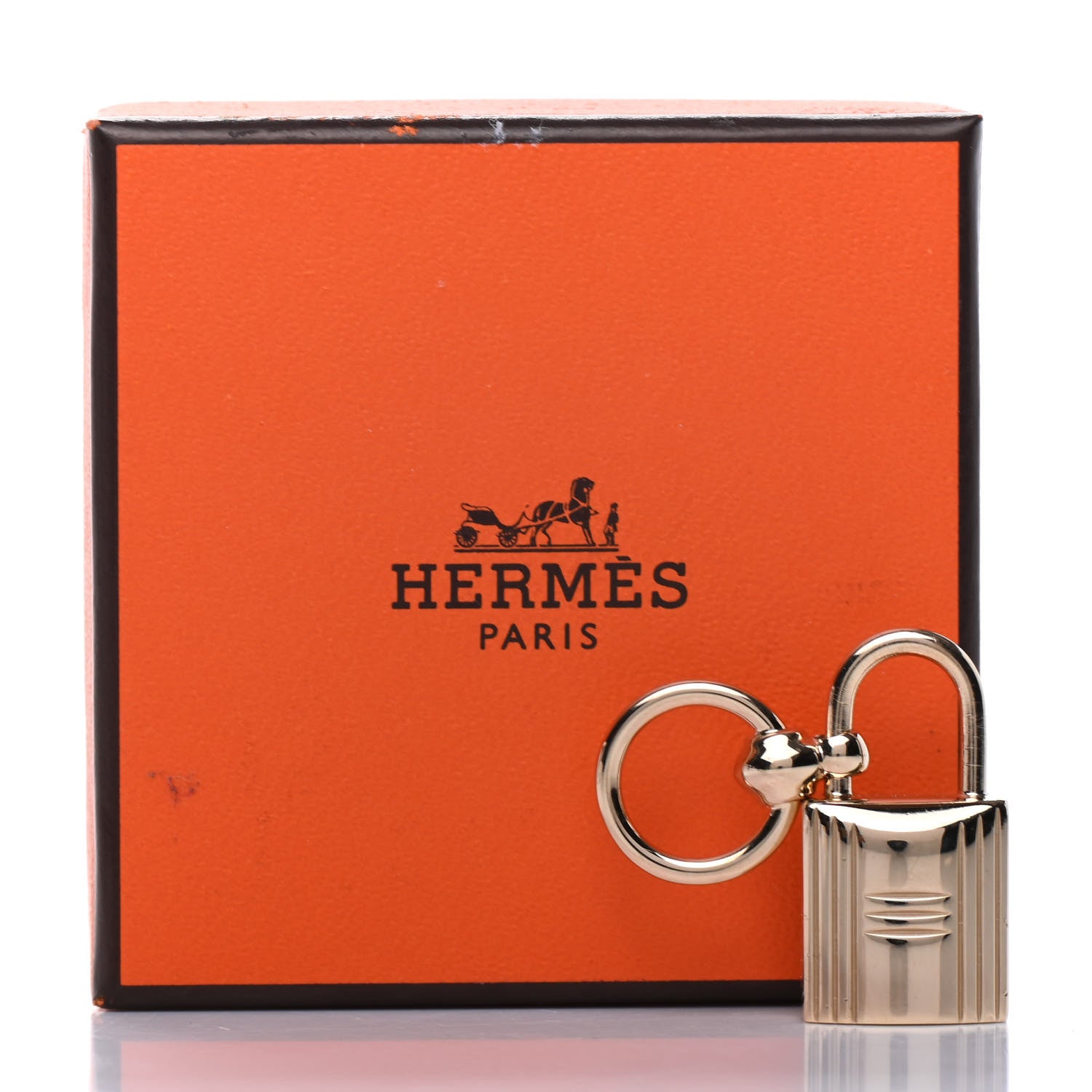 Hermes Permabrass Mini Loop Charms Cadenas Scarf Ring Gold 5 of 5