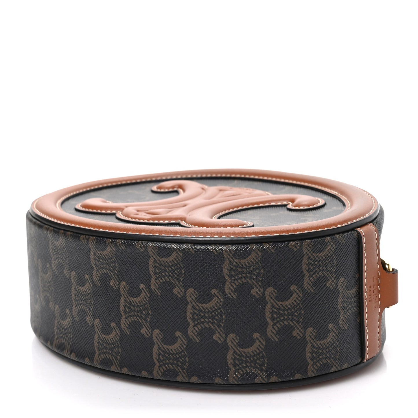 Canvas Calfskin Cuir Triomphe Oval Purse Crossbody Tan