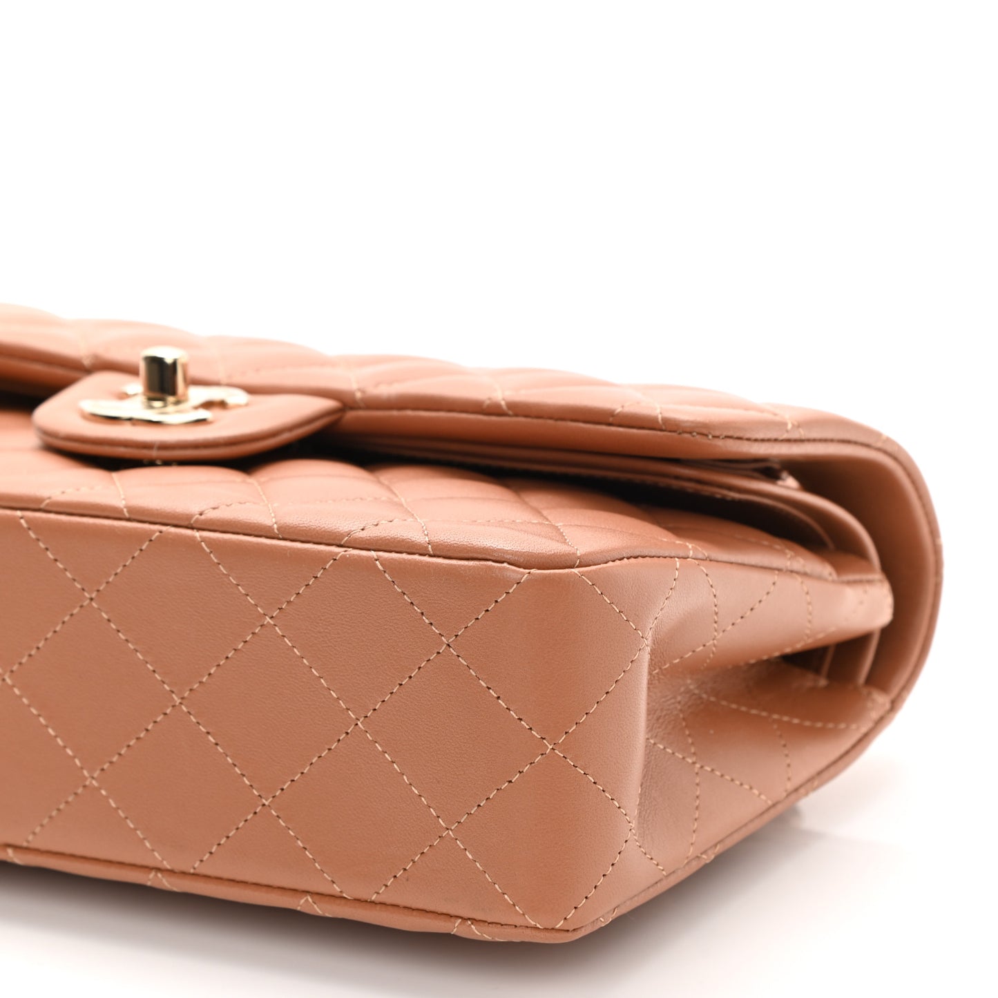 Lambskin Quilted Small Double Flap Brown