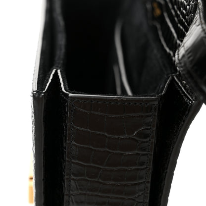 Saint Laurent Calfskin Crocodile Embossed Medium Bellechasse Satchel Black 12 of 13