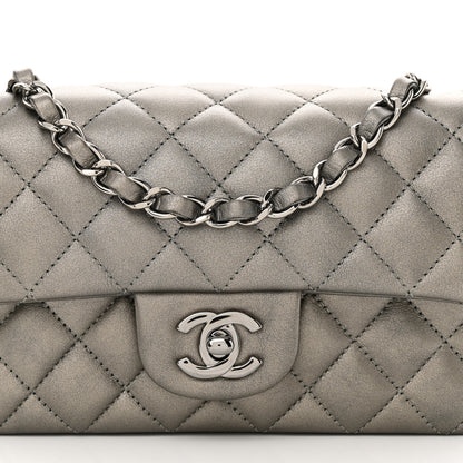 Chanel Metallic Lambskin Quilted Mini Rectangular Flap Dark Grey 8 of 12