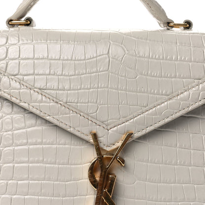 Saint Laurent Crocodile Embossed Mini Classic Monogram Cassandra Top Handle Crema Soft 6 of 8