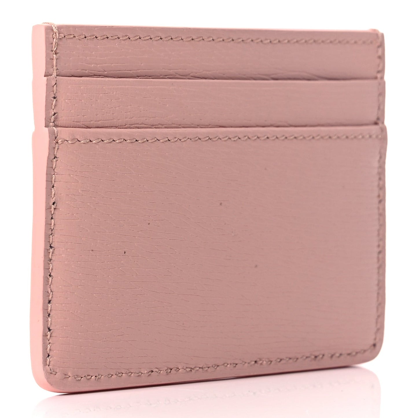 Calfskin Script Card Holder Light Pink