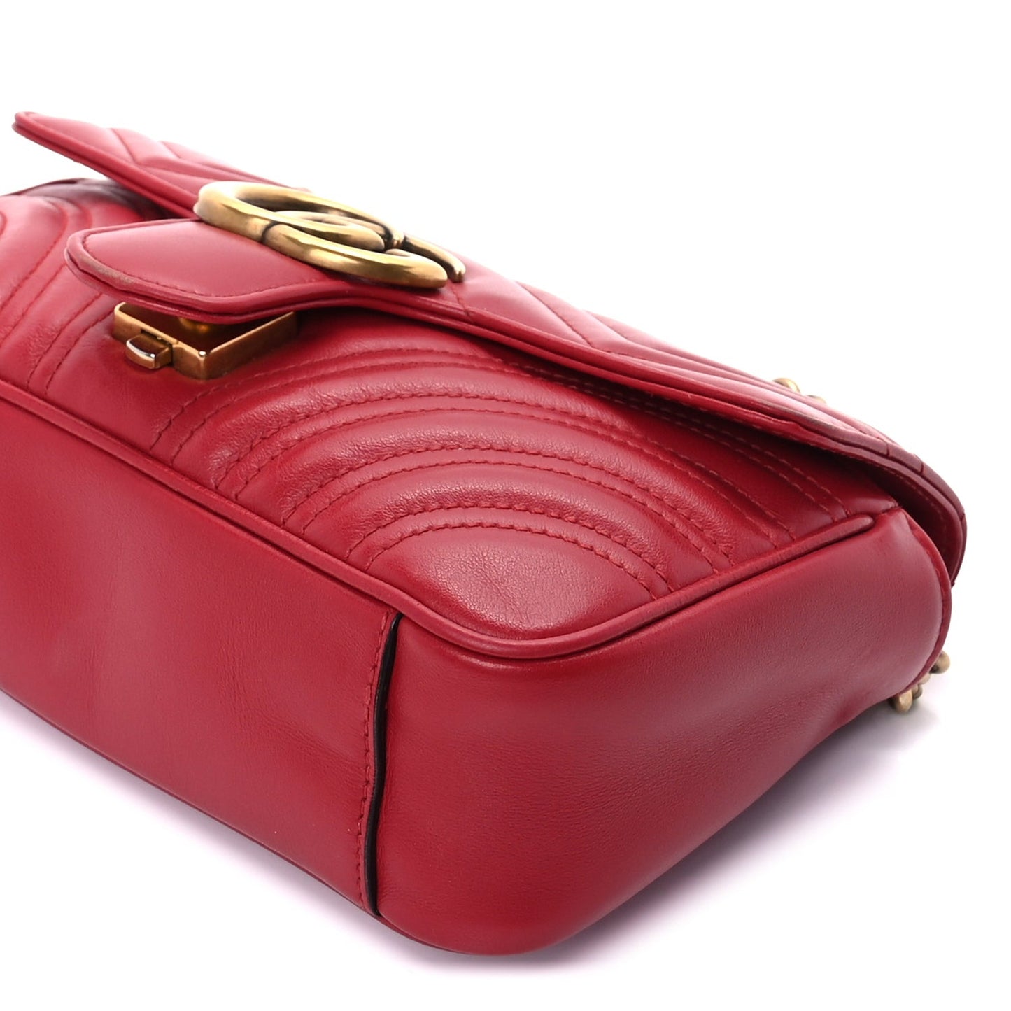 Calfskin Matelasse Mini GG Marmont Shoulder Bag  Hibiscus Red